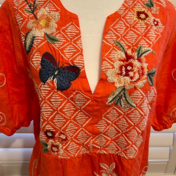 Johnny Was Coral Embroidered Boho Blouse Sz L - Picture 2 of 4